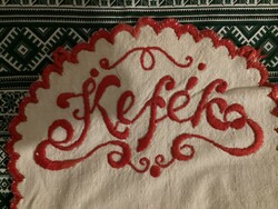 Hímzett vászon fürdőszobai kék-piros tároló kefék