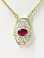 Art deco rubin és cirkon köves arany nyaklánc medállal