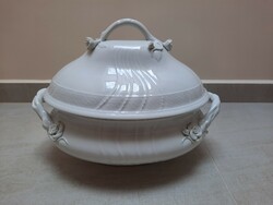 Nagy 12 személyes Fehér Herendi porcelán leveses tál fedővel