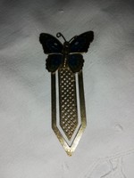 Sárgaréz könyvjelző, pillangós tűzzománc díszítéssel