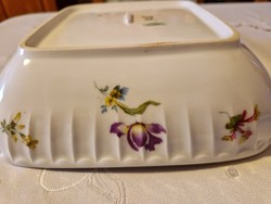Antik Hüttl porcelán köretes, pogácsás tál