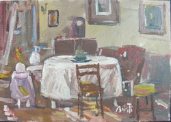 Bánfi -  "Enteriőr.." (olaj,karton, 23×33 cm)