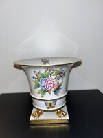 Herendi porcelán Viktória mintás oroszlánlábas váza/kaspó