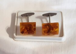 RÉGI VINTAGE JELZETT OROSZ BOROSTYÁN MANDZSETTA GOMB, MARKED RUSSIAN AMBER CUFFLINKS - ALKUDHATÓ!