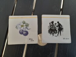 2 db antik porcelán kép