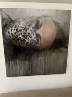 Verebics Ágnes “Párduc maszk” című festménye, egyszeri és megismételhetetlen! 60x60cm