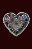 Walther glass szív alakú üvegtál, talpas kínáló