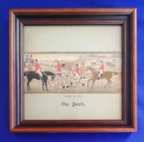 Hunting. Stevengraph, woven silk picture. 19th century. Rare, in perfect condition.