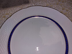 Régi TK Thun porcelán kerek kínáló tál kék-arany díszítéssel,  30 cm