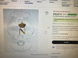 POHÁR - 3 db - KRISTÁLY - NAPÓLEON -  EXKLUZÍV - ARANYOZOTT - KONYAKOS POHÁR - 1,5 dl - HIBÁTLAN