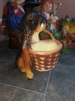 Új termék. Cuki kutya kosárral kerti szobor. Uv és fagyálló 40cm  kerti szobor, dekoráció