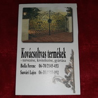 Kovácsoltvas termékek tervezése   kártyanaptár 2002