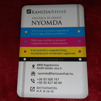 Kanizsa Rehab Digitális és Ofszet Nyomda   kártyanaptár 2022