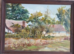 Farkas Gyula - Ősz a tanyán - eredetigazolással