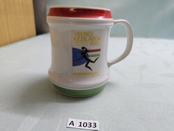 A1033 Hollóházi Női kézilabda vb 1982 korsó 12 cm