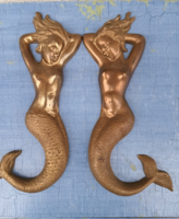 Szecessziós sellö nimfa  réz ajtó behuzó fogantyú bútor dísz 1.db. Alkudható.