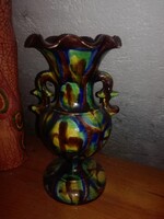 ANTIK folyatott mázas kerámia amfora váza -SZABÓ IMRE -Mezőtur  - Art&Decoration