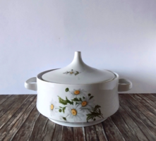 ALFÖLDI PORCELÁN MARGARÉTA MINTÁS ARANY SZEGÉLYES LEVESES TÁL,SZERVIZ TÁL