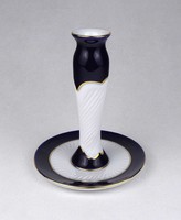 1U446 blue-edged, gilded Zsolnay porcelain candlestick 14 cm