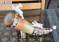 Bőségszaru vadászjelenettel _ kutyák hajtják a vadat - régi orosz porcelán