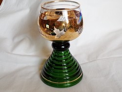 Üveg kehely kristályüveg Römer pohár 16,5cm 3dl csurdig 1970- retro