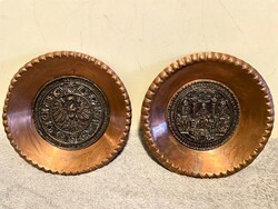 Réz fali tál - 2 db egyben - 22 cm átmérő