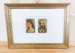 (K) Ferenc József és Sissi portré kép   32x23 cm kerettel