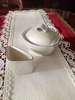2 db jelzett eozin mázas hollóházi porcelán:   cukortartó tetővel + cigarettatartó