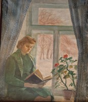 Udvary Dezső- Olvasó nő- 70x80 cm-