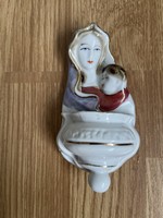 Tündéri kézzel festett antik porcelán szenteltvíztartó.
