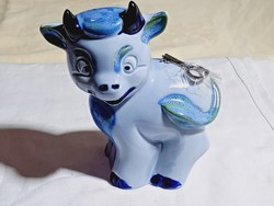 Porcelán persely kassza kistehén boci 14x8x15cm zárható