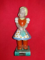 Antik extrém ritka Art Deco KOMLÓS testvérek kerámia figura Menyecske kék keszkenővel 16 X 8 cm