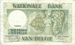 50 frank francs 10 belgas 1942 Belgium