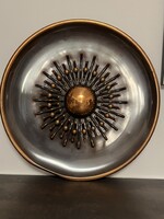 Hatalmas bronz falitányér Will Károly ötvösművésztől, 35 cm átmèrő