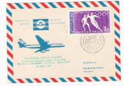 Budapest - Mexikó KLM Olimpiai különjárat 1968 - emlékek aerogrammon