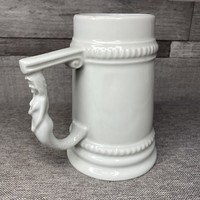 Vintage fehér sörös korsó porcelán sellő fogantyúval