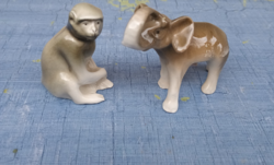 Vintage pici porcelain elefánt majom. Royal Dux. Alkudható.