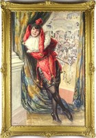 1U502 Geiger Richard Varieté - Kacér hölgy akvarell 86 x 61 cm
