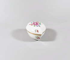 HERENDI, NANKING BOUQUET MINTÁS SZÍV ALAKÚ ÉKSZERESDOBOZ, KÉZZEL FESTETT PORCELÁN, HIBÁTLAN (BT015)