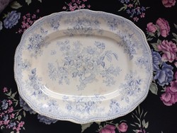 Csodás antik porcelán tál világoskék dekorral