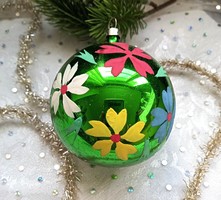 Régi csehszlovák üveg nagy gömb karácsonyfa dísz 7-8cm