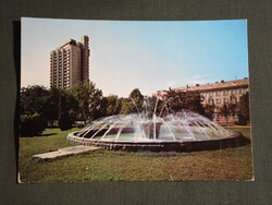 Képeslap,Debrecen,Petőfi tér,szökőkút látkép,részlet, 1978-