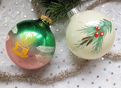 Régi GDR üveg  gömb karácsonyfa díszek 2db 7cm