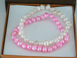 2 db Gyöngy Karkötő Fehér És Pink Színűek, Állítható Méretek