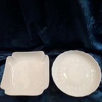 Herendi porcelán nagy kínáló tál, 2 db, fehér, festetlen.