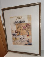 Egyiptomi témájú kép arany színű Darvas keretben 43 cm X 53 cm