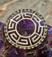 Markazitköves görögmintás nagyméretű jelzett 925 ezüstmedál