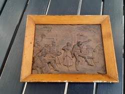 Tömör bronz jelenetes falikép