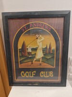 Golf témájú kép üveg 47 cm X 57 cm