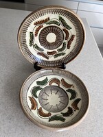 Festett-mázas népi tányérok/cserép fali tányérok 22 cm átmérő, román manufaktúra termékei